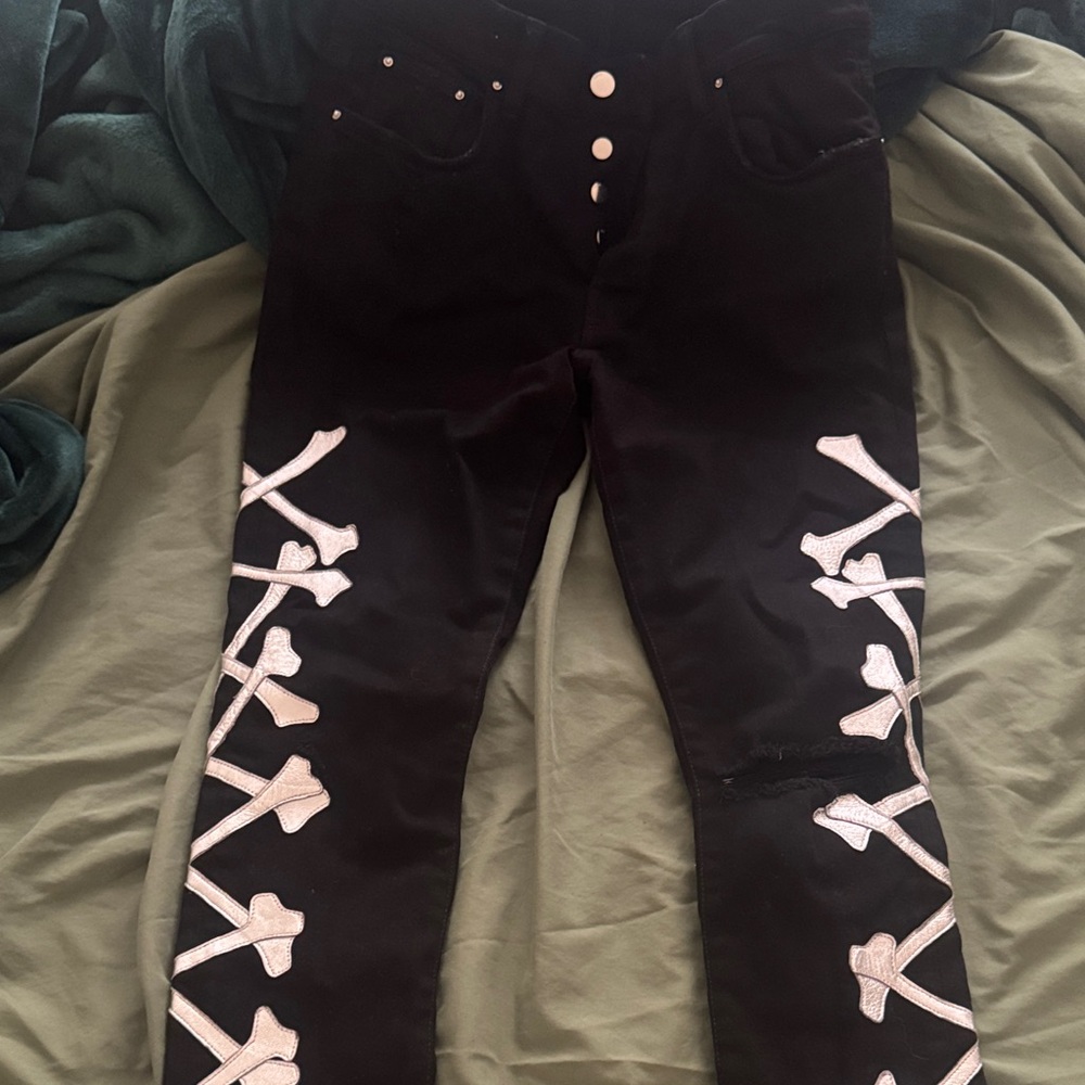 AMIRI Black and White Skinny Jeans